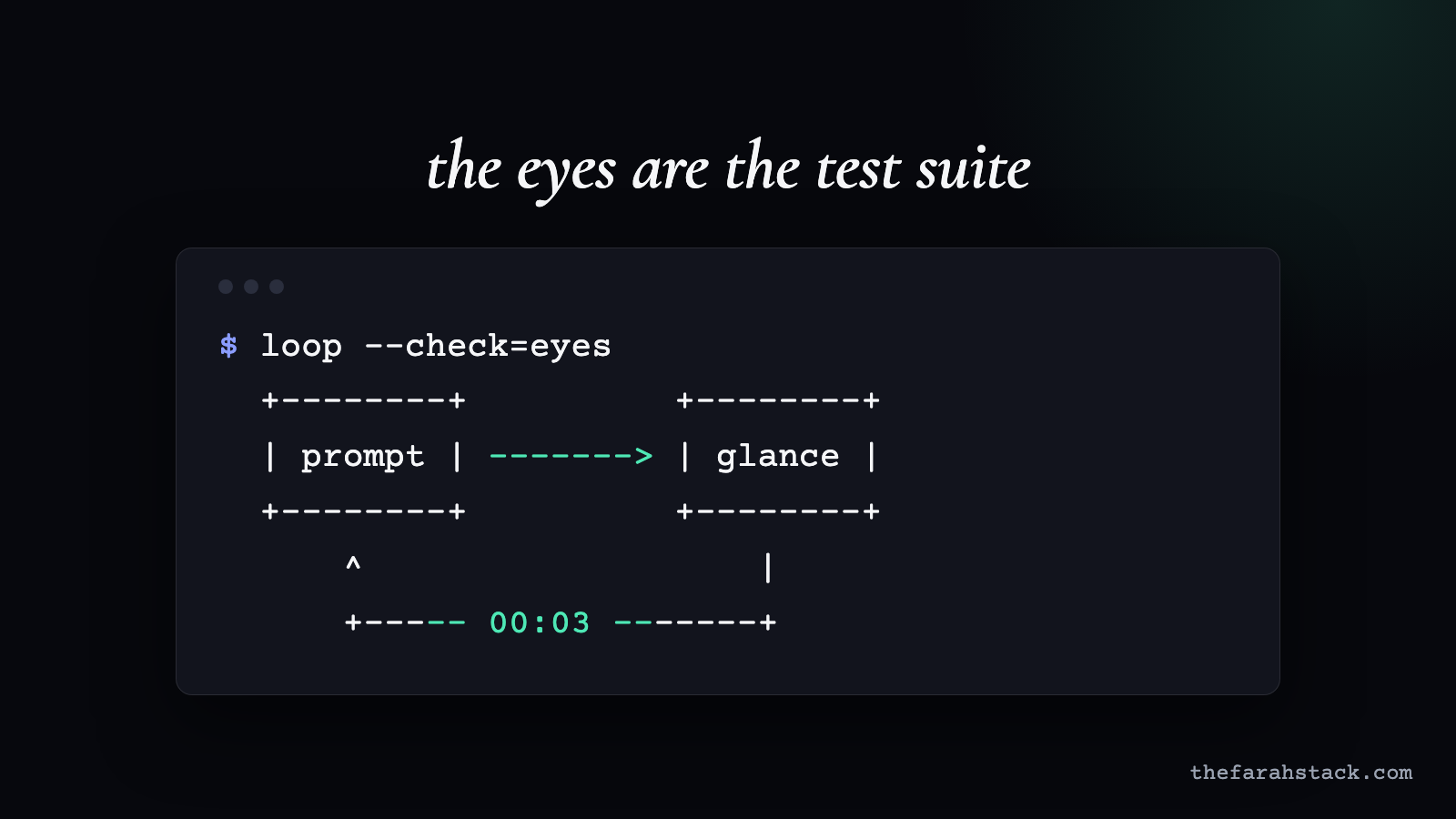 A tight prompt-and-glance loop timed at three seconds