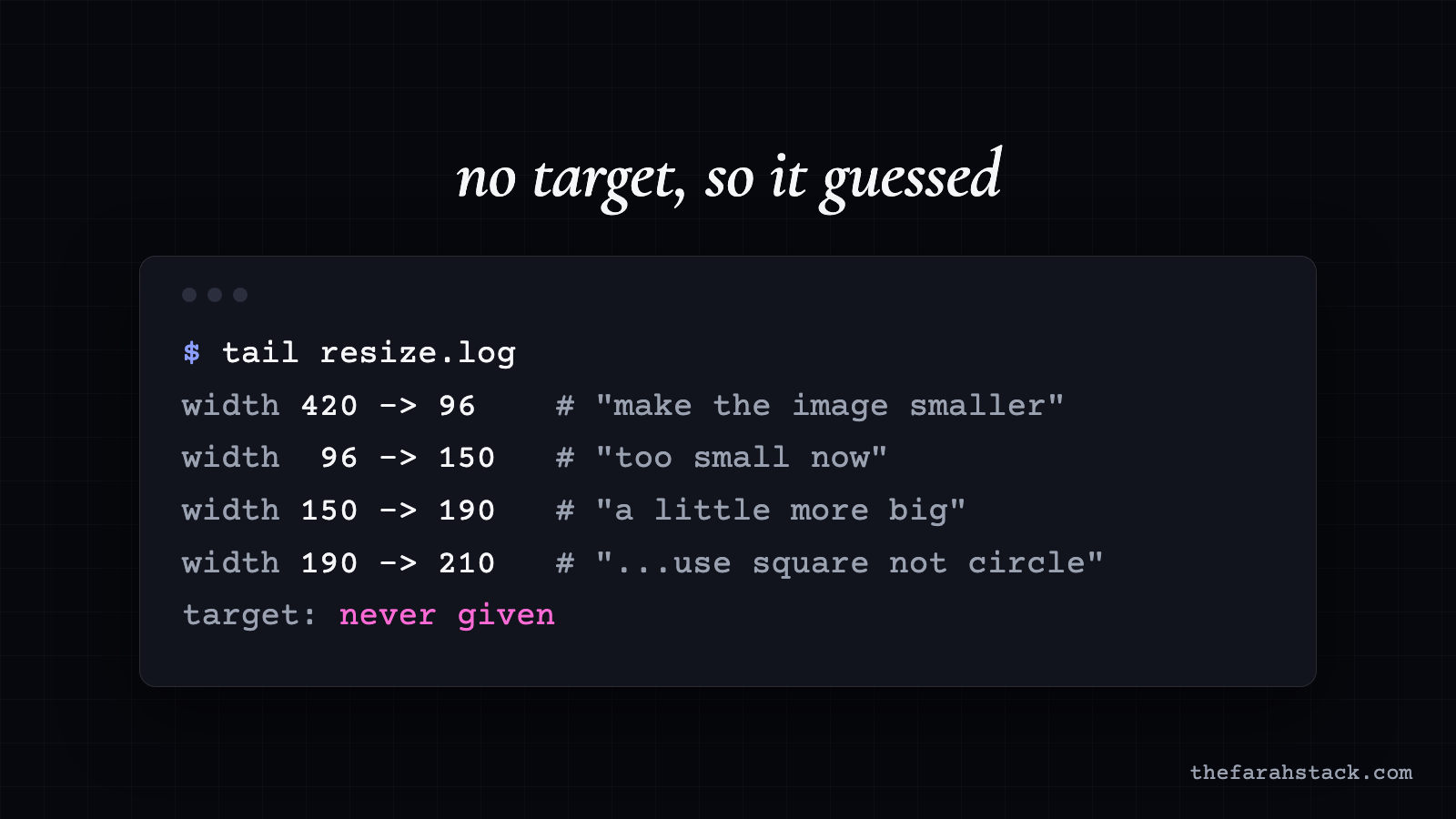 A logged width value overshooting and bouncing around a target it was never given